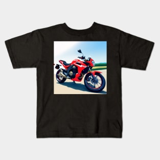 Red Sportbike Motorcycle Kids T-Shirt